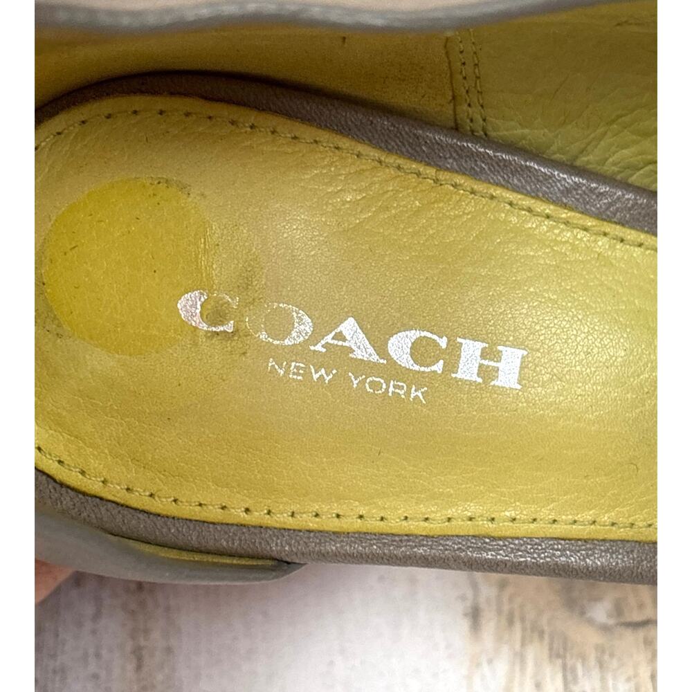 Coach Womens 7 Gray Slate Manhattan Soft Leather Open Toe Pump Heels Designer - Picture 6 of 9